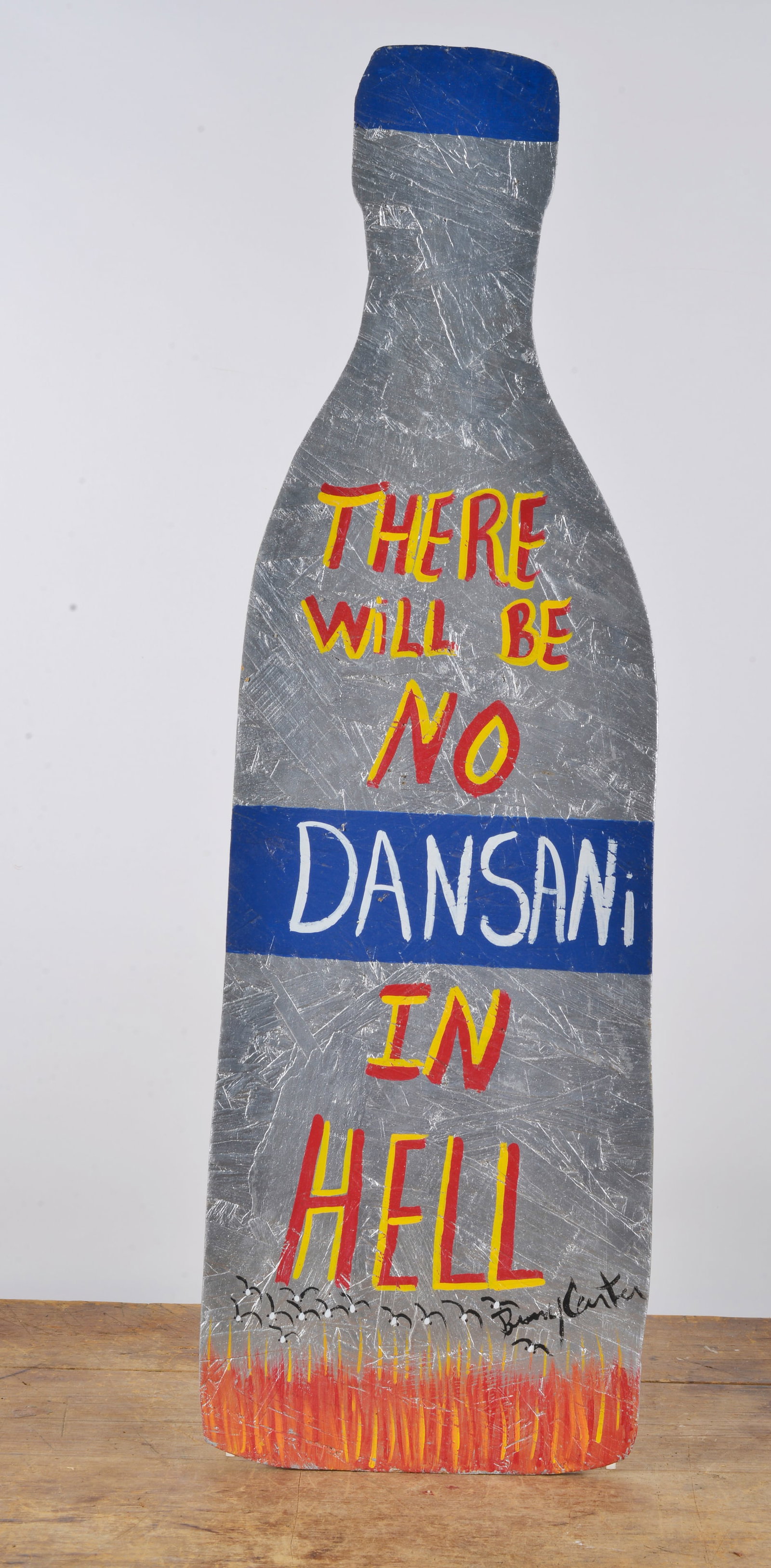 Benny Carter (1943 - 2014): 35x10 paint on cut out osb board, signed. An environmental piece that hung at Benny's house.
