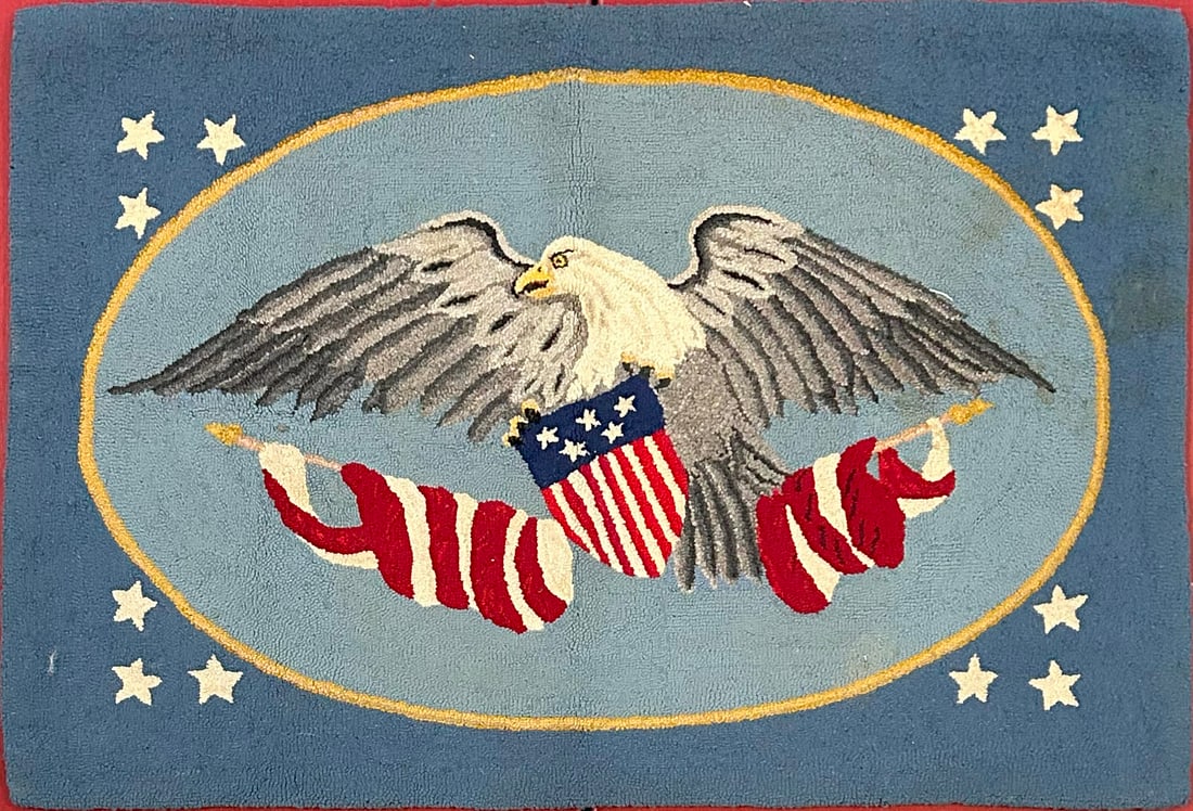 Folk Art Hooked Rug Eagle (1 of 3)