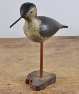 Antique Shore Bird Decoy: original paint. Carved.10"H