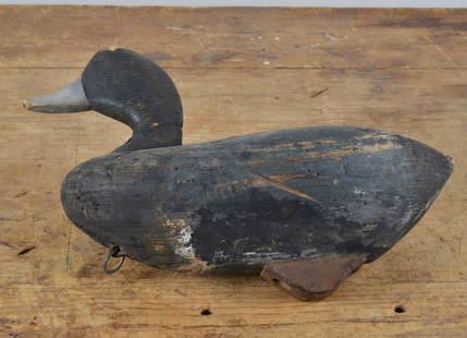 Antique Painted Decoy: original paint, carved wooden decoy ca. 1920-194213.5"L