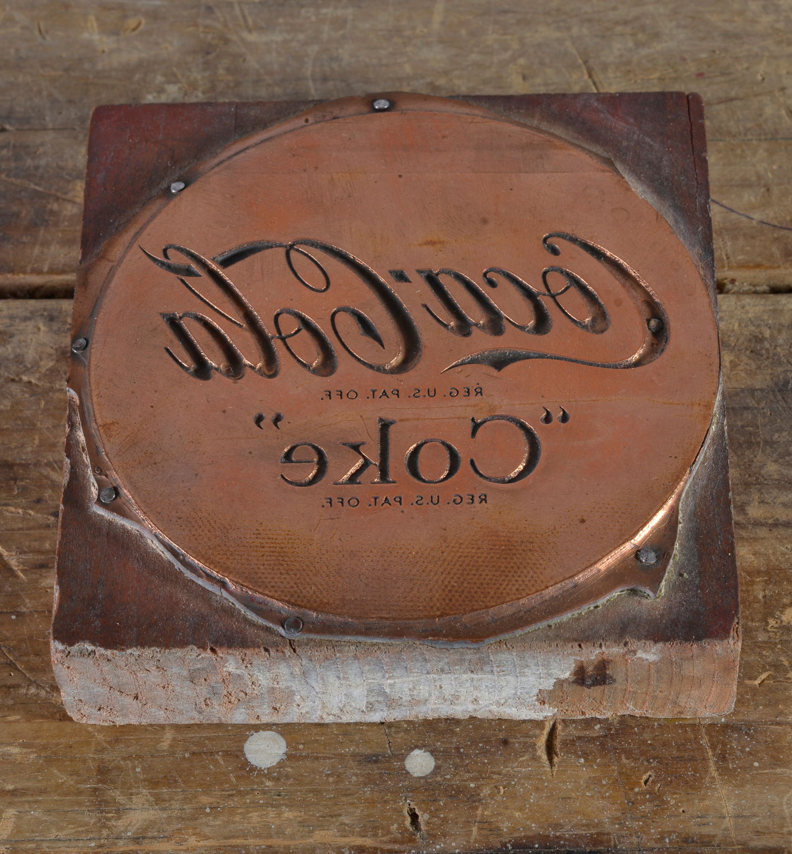 EARLY WOODEN COCA COLA PRINT BLOCK (1 of 2)