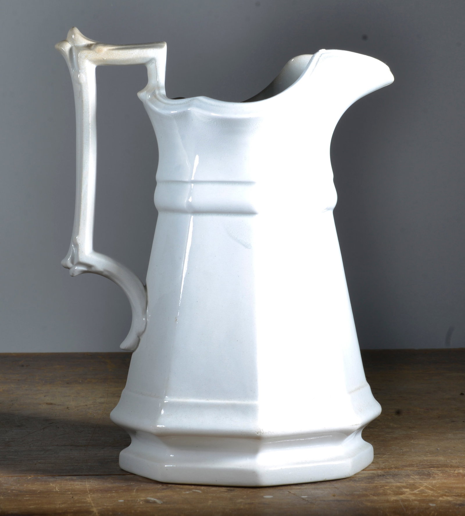 Ironstone Pitcher: 10.5" H see photos for details. If the pottery has defects we will announce in the listing. All items are sold as is where is no returns or refunds. Most of these items can be shipped in house. If Shi
