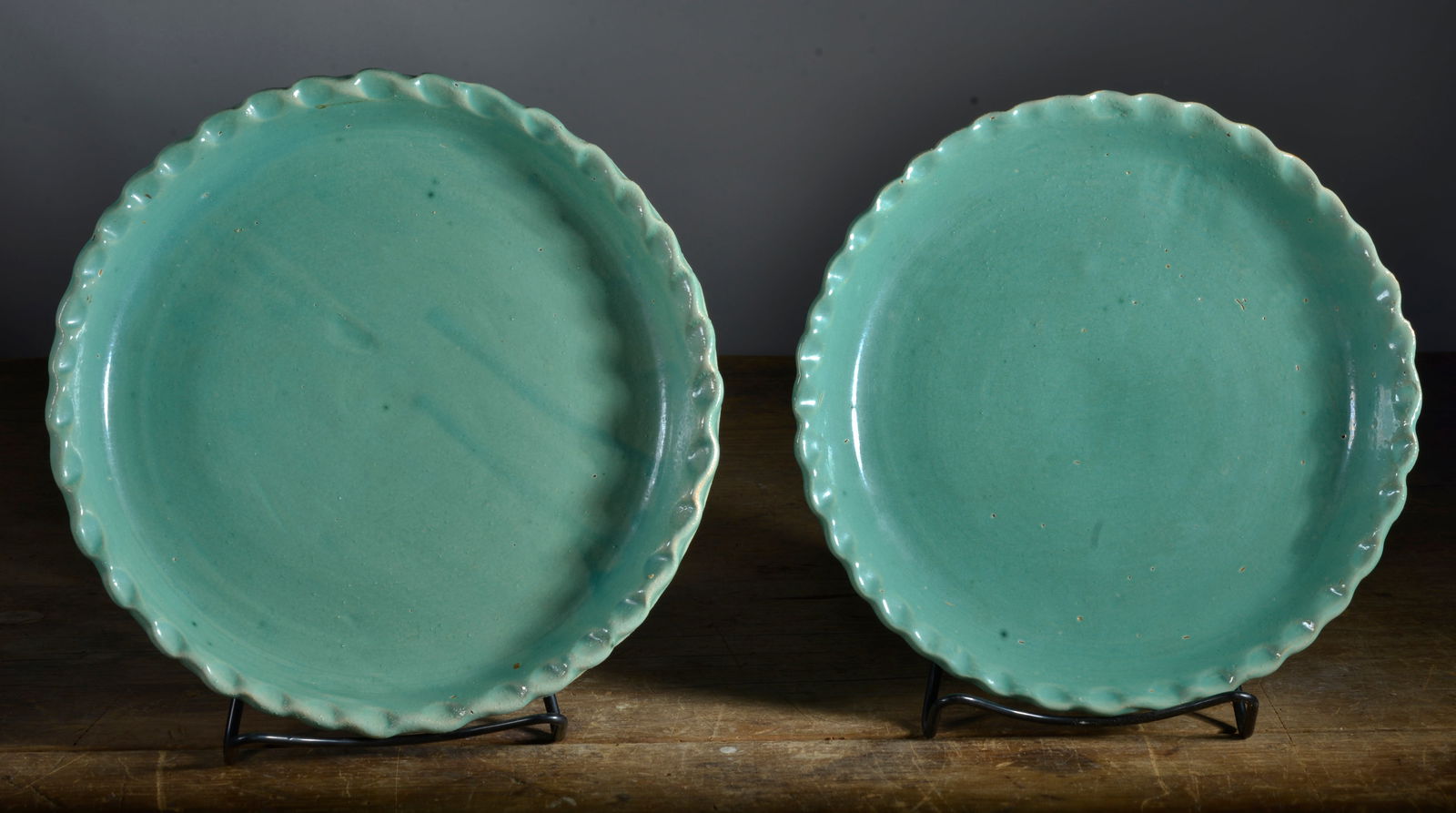 Brown Pottery Crimped Edge Pie Plates (1 of 2)