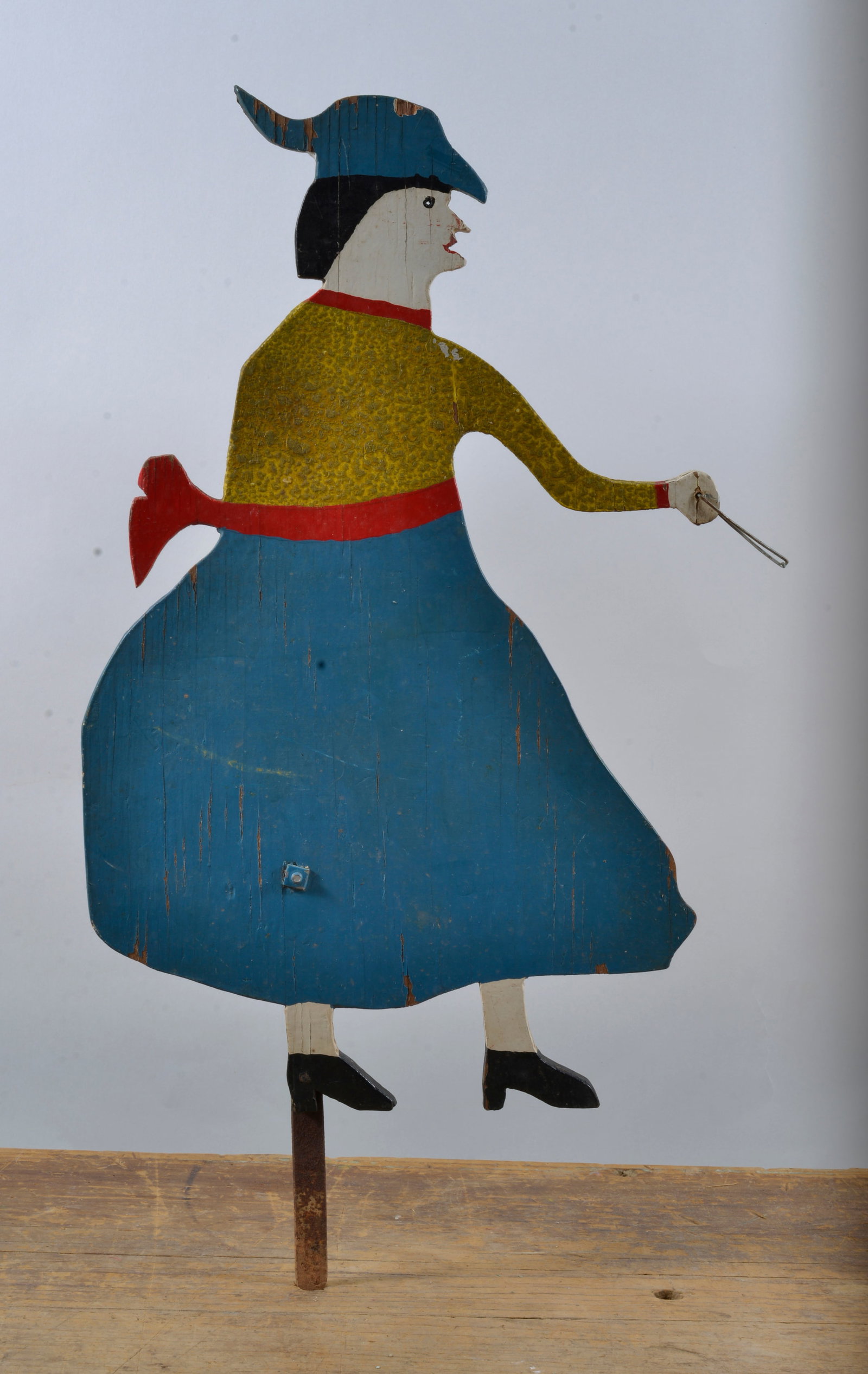 Folk Art Cut Out and Painted Yard Art Wood: 16" H see photos for details. If the pottery has defects we will announce in the listing. All items are sold as is where is no returns or refunds. Most of these items can be shipped in house. If Shipp
