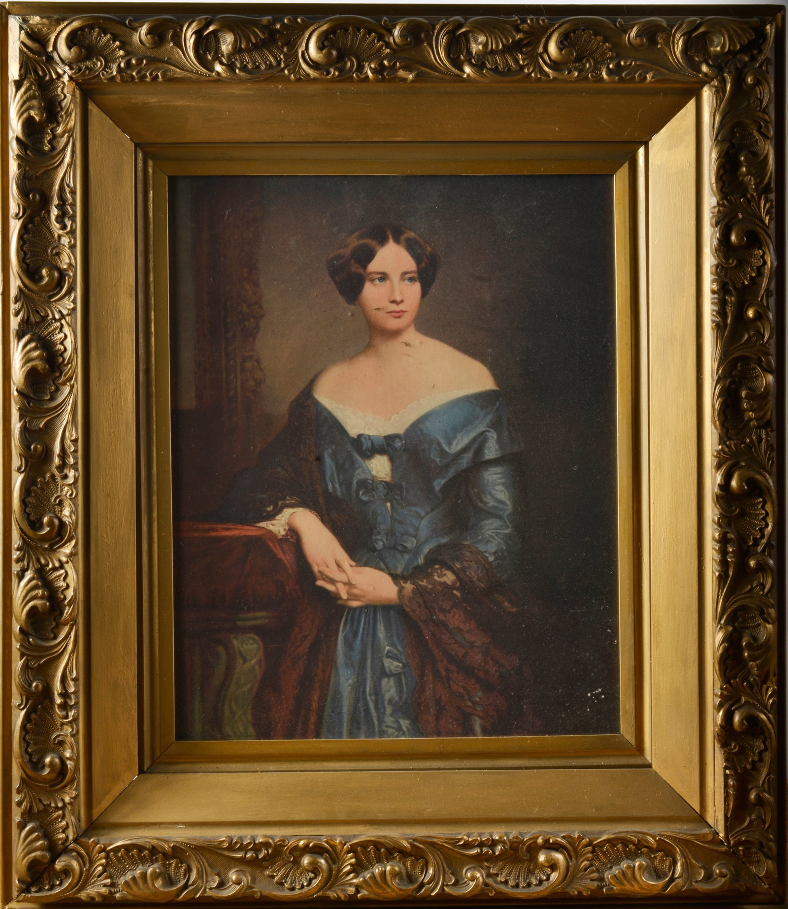 Print with Antique Frame: 26" x 31" see photos for details. If the pottery has defects we will announce in the listing. All items are sold as is where is no returns or refunds. Most of these items can be shipped in house. If S