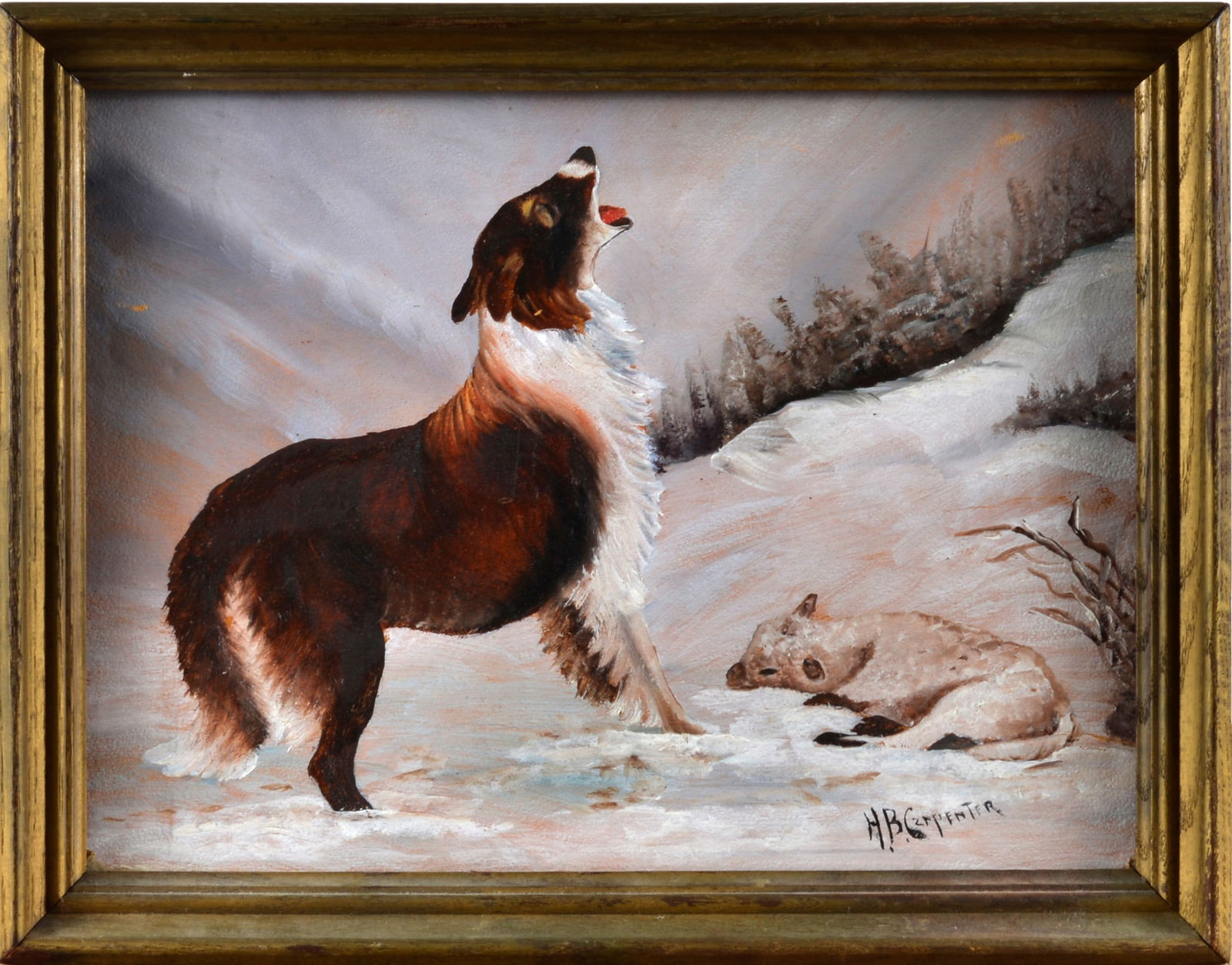 FOLK ART SHEEP DOG PAINTING- H.B. CARPENTER (1 of 1)