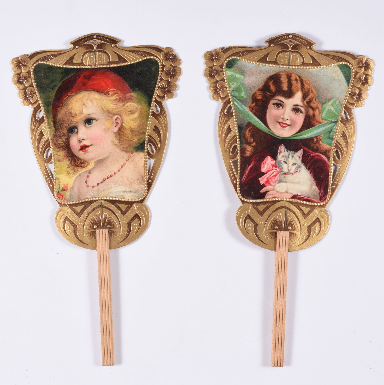 TWO OLD PAPER HAND FANS (1 of 1)