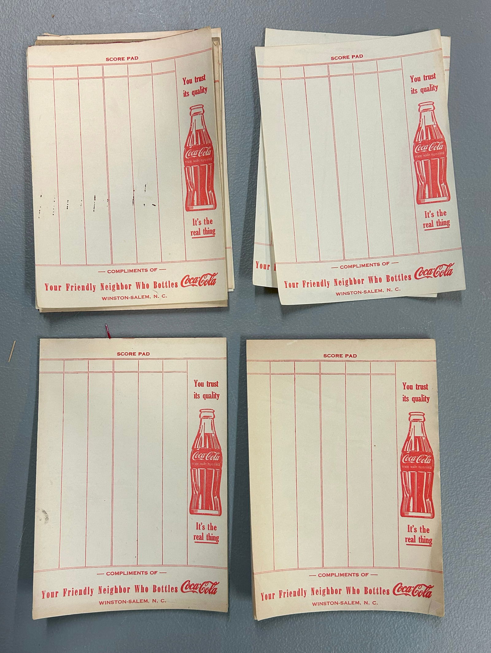 VINTAGE COCA COLA SCORE PAPERS (1 of 1)