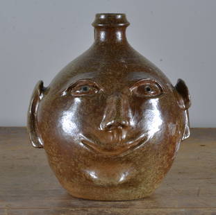 Vernon Owens Face Jug: signed on bottom, dated 2003 9.5"H