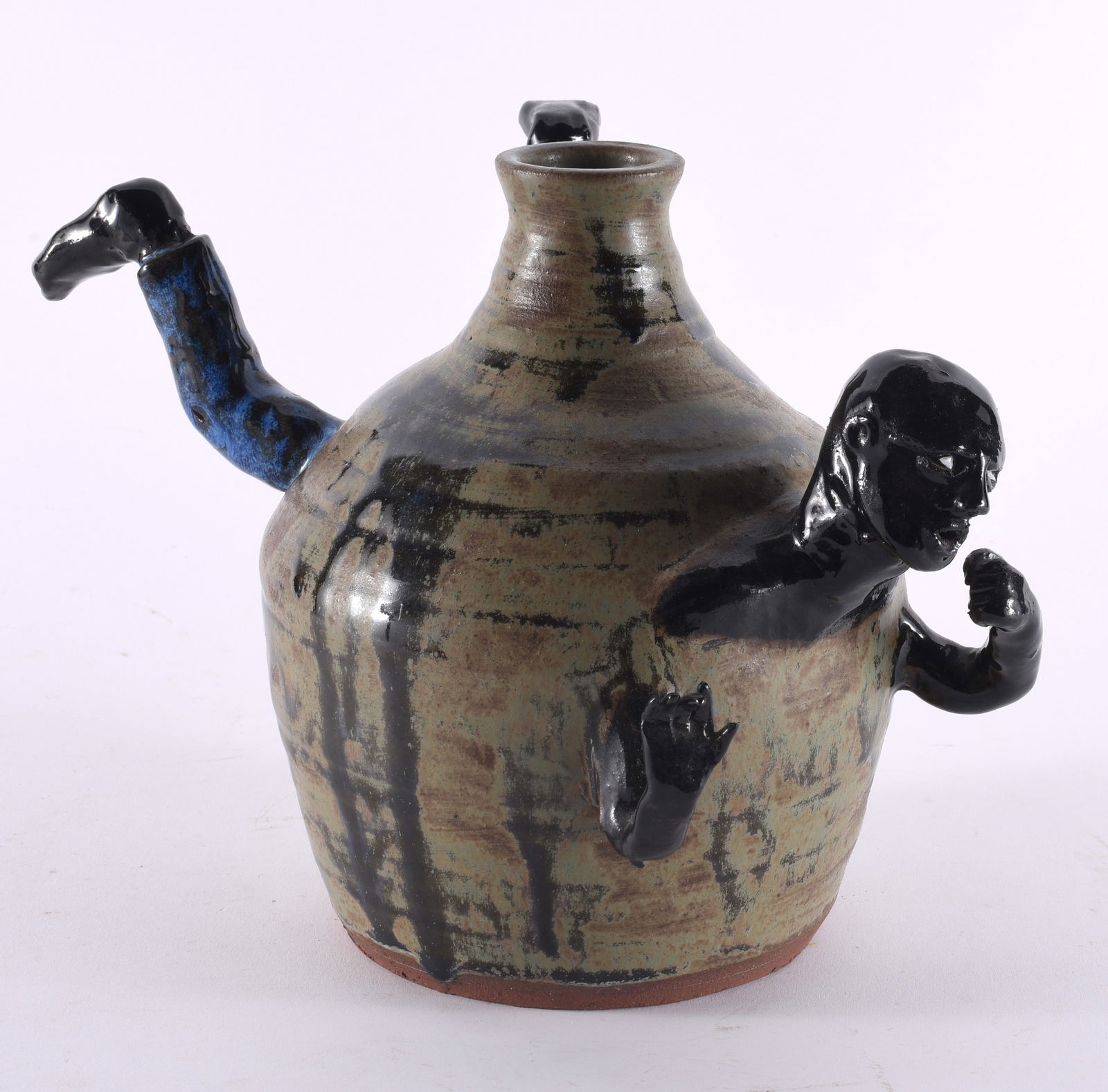 Folk Pottery Moonshine Jug (1 of 3)