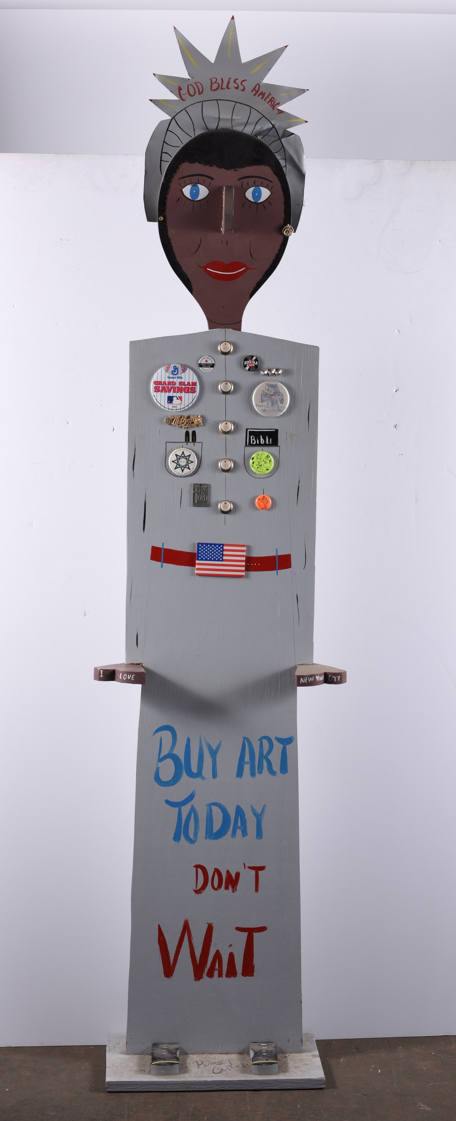 Benny Carter (1943 - 2014): 68"H x 12" - environmental art from the property of Benny Carter. Cut wood and paint.