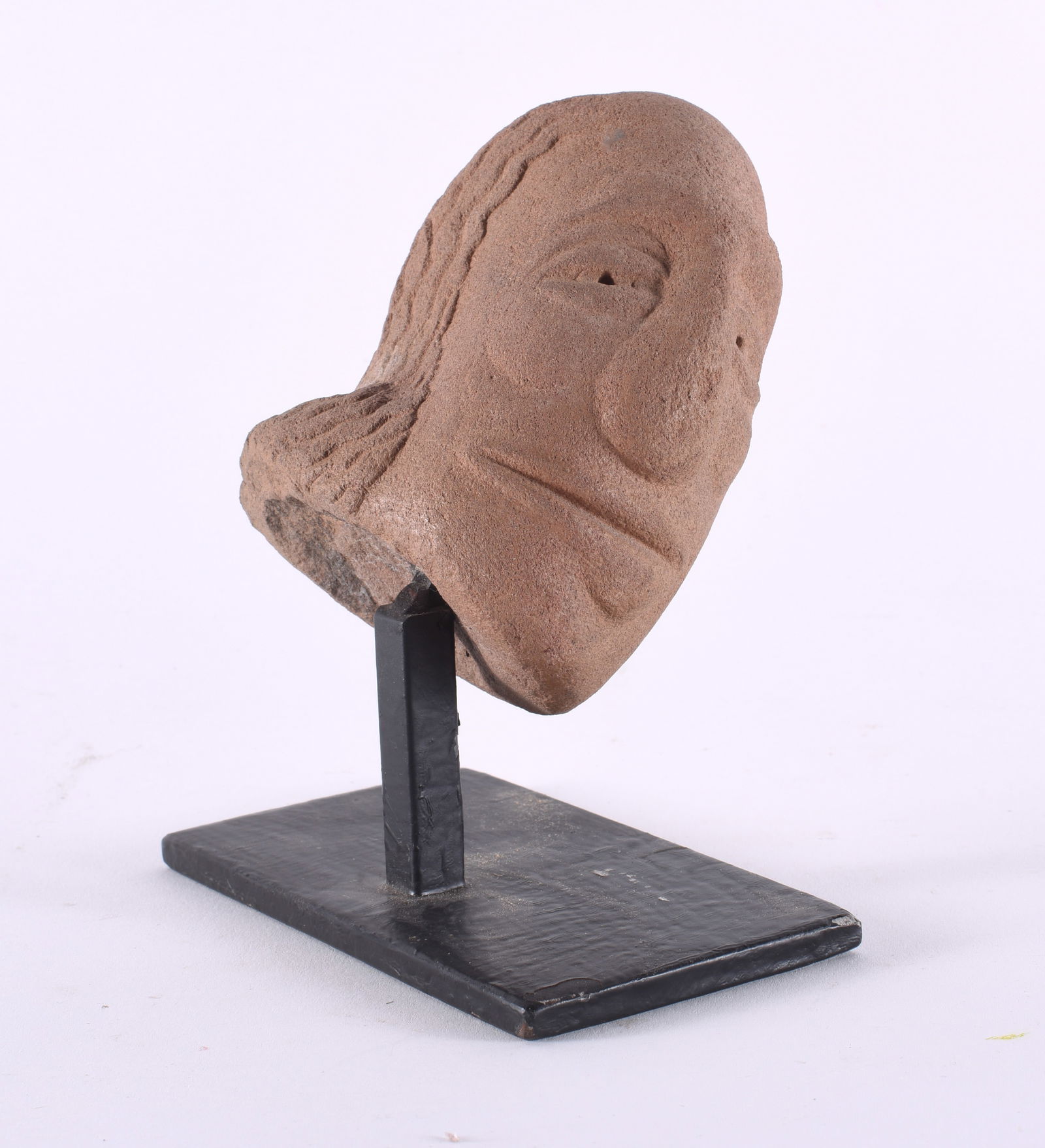 Lonnie Holley Carved Stone Head: carved stone head, professional base 5"H x 2.5"