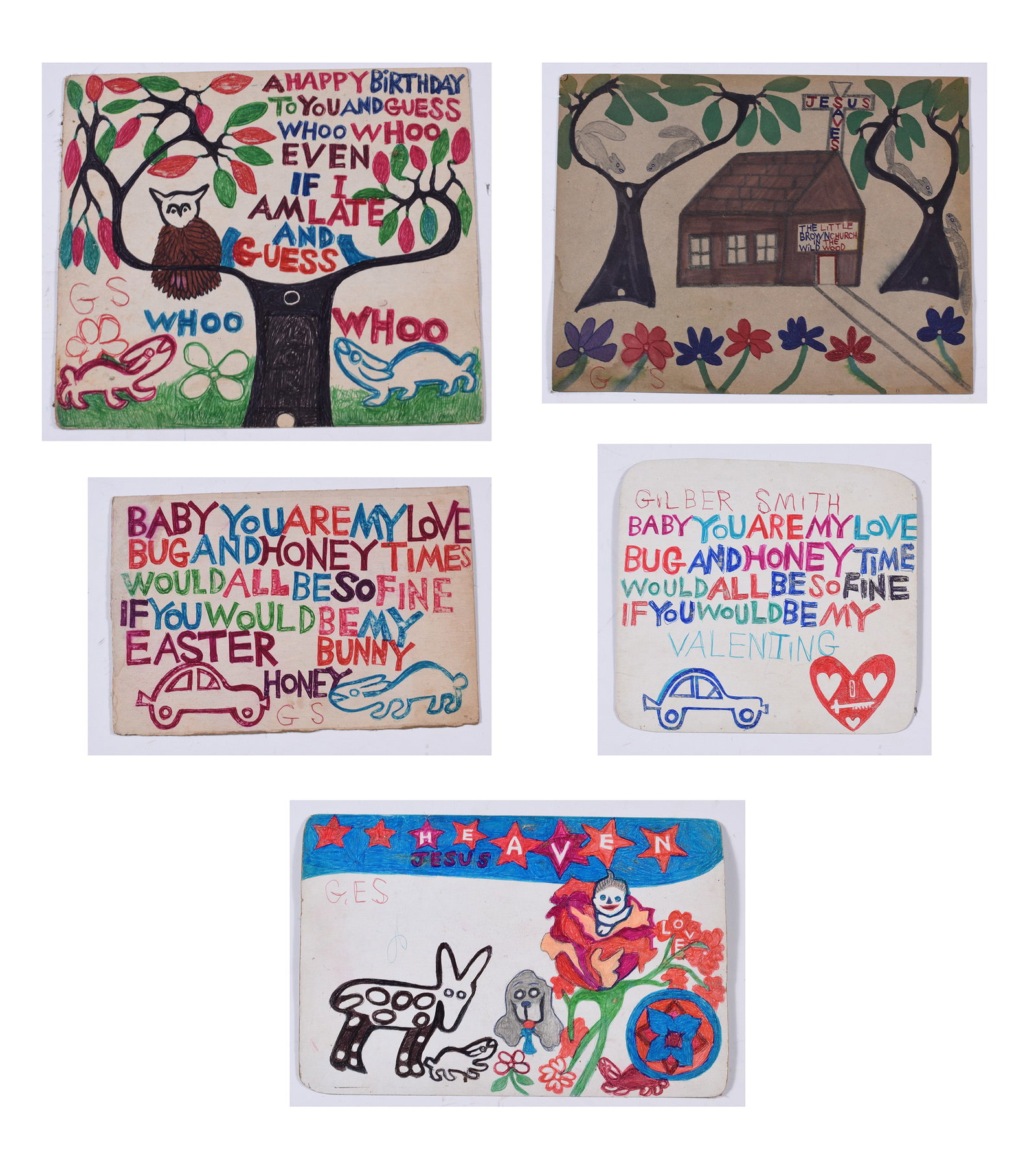 Gilbert Smith Art Work (5): 5 pieces by artist Gilbert Smith. LARGEST 12" X 8"
