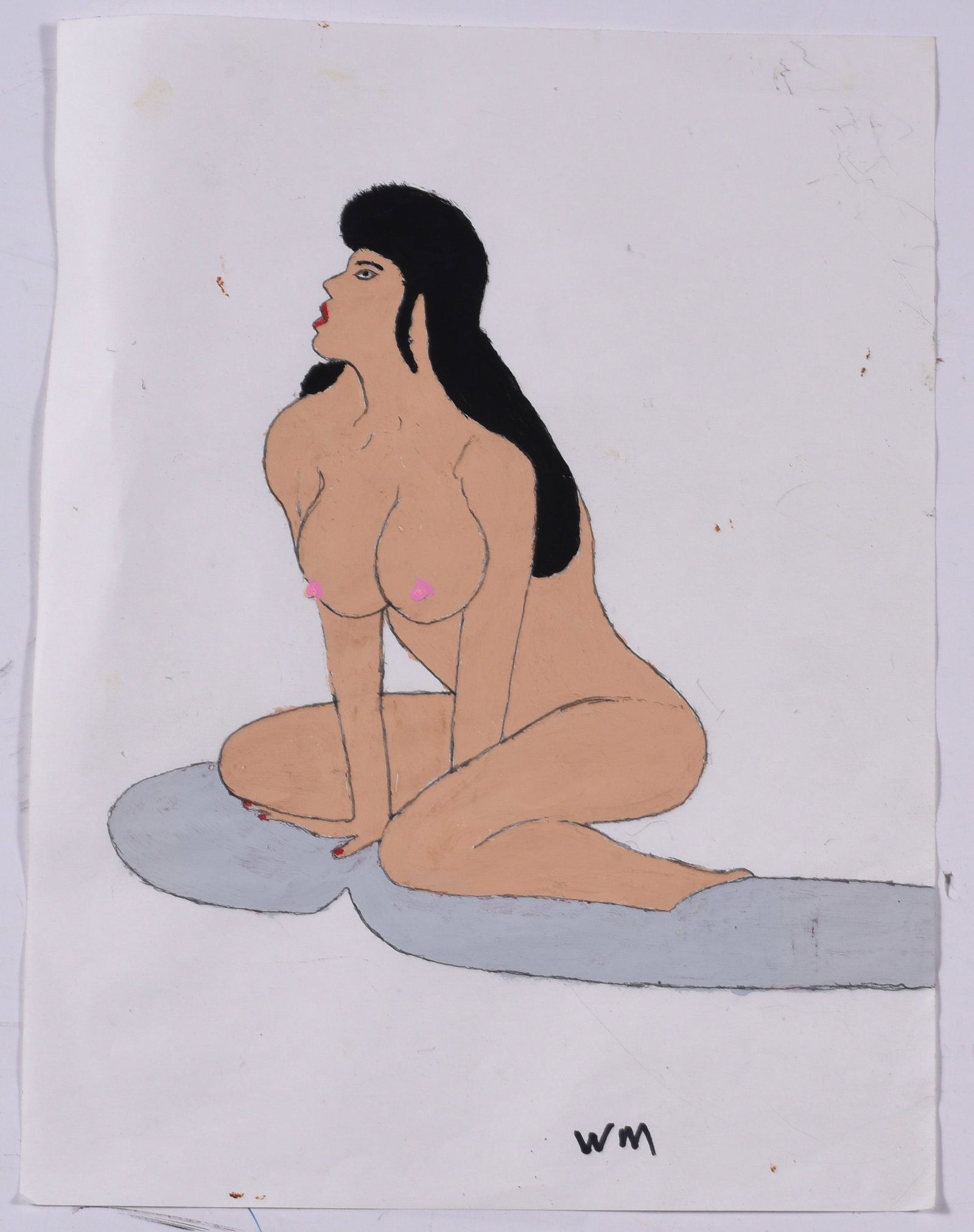 Willie McCord Nude Painting: paint on wood, signed. Brother of Jake McCord. 9" X 11.75"