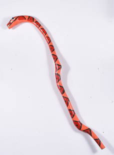 Tim Lewis Folk Art Carved Snake: carved wood and paint. From the collection of Larry Hackley. 37"H