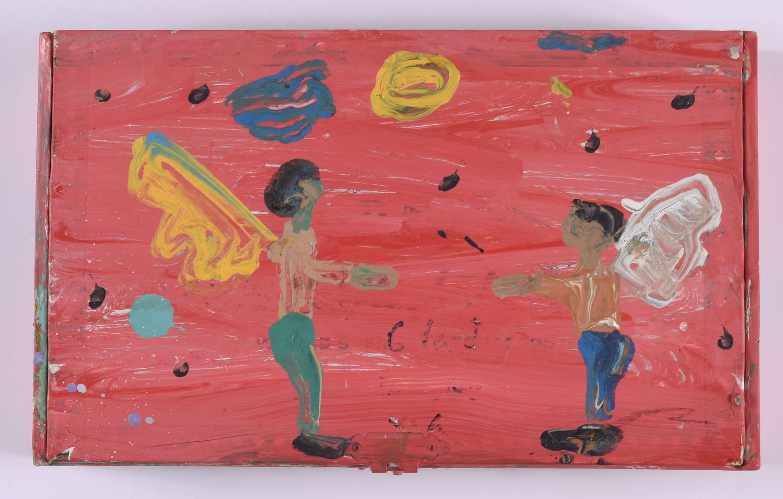 Robyn Beverland "The Beaver" (1957 - 1998): painted box. paint on wood. Signed. 9"W X 5.5"H