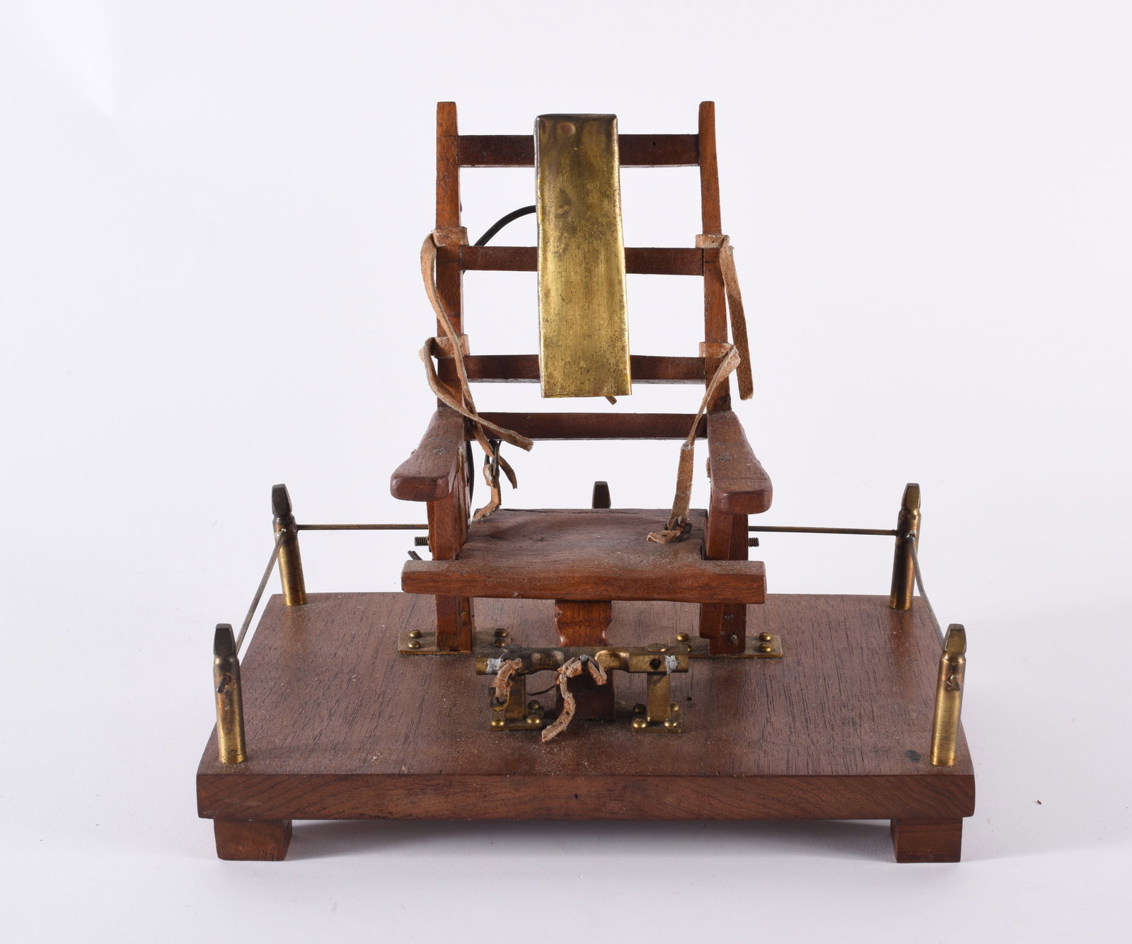 Folk Art Electric Chair: BASE IS 10.75" X 7 - 9.5"H - carved wood and other material. From the collection of Larry Hackley