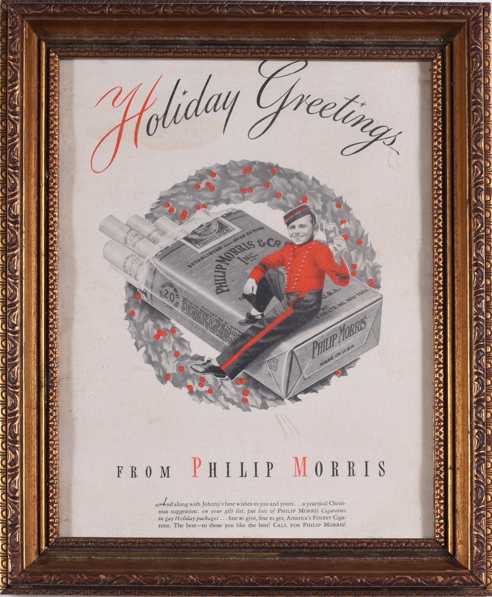 Philip Morris Advertising: small size, framed.