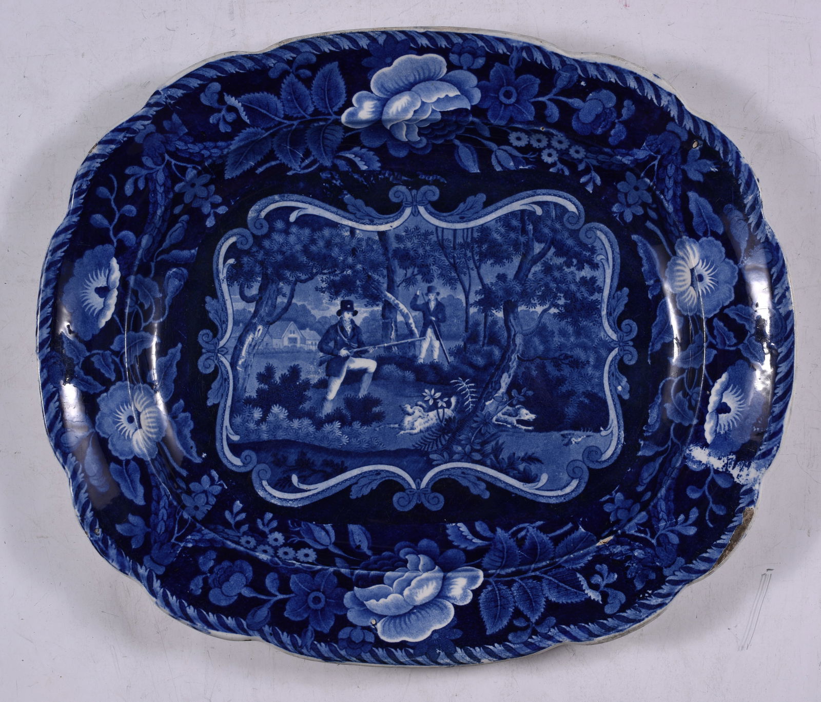 HISTORICAL BLUE CLEWS STAFFORDSHIRE PLATTER (1 of 4)