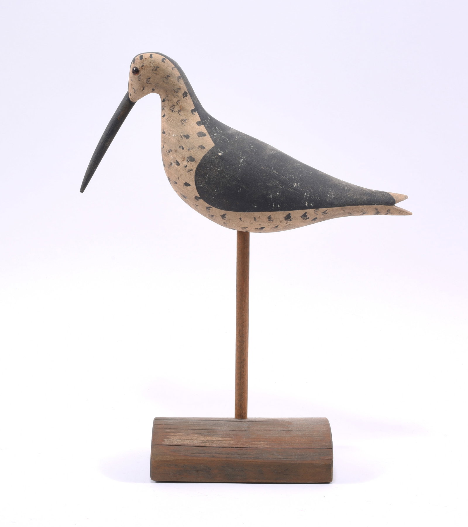 Stevens Signed Shore bird: 12.25"H - wood and paint, signed at bottom of bird.