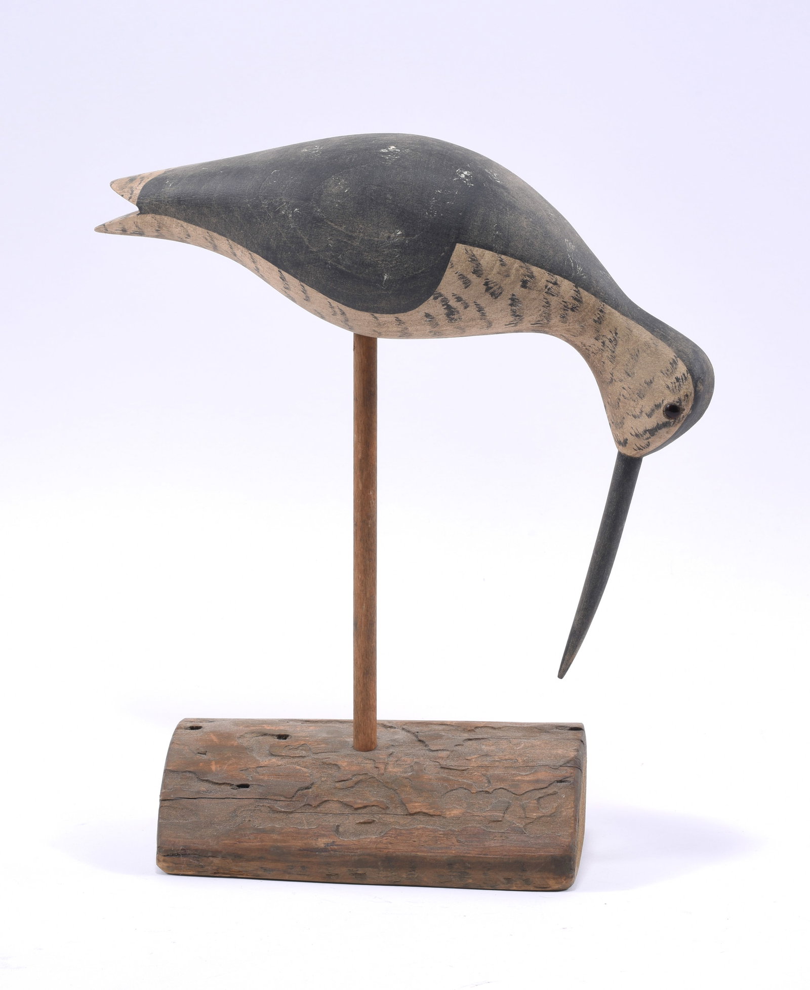Stevens Signed Shore Bird: 11.25"H - carved wood and paint. Signed on bottom.