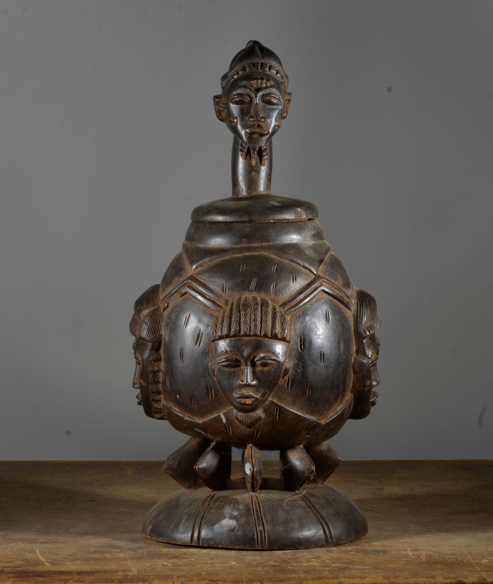 African Wooden Carved Ritual Jar (1 of 5)