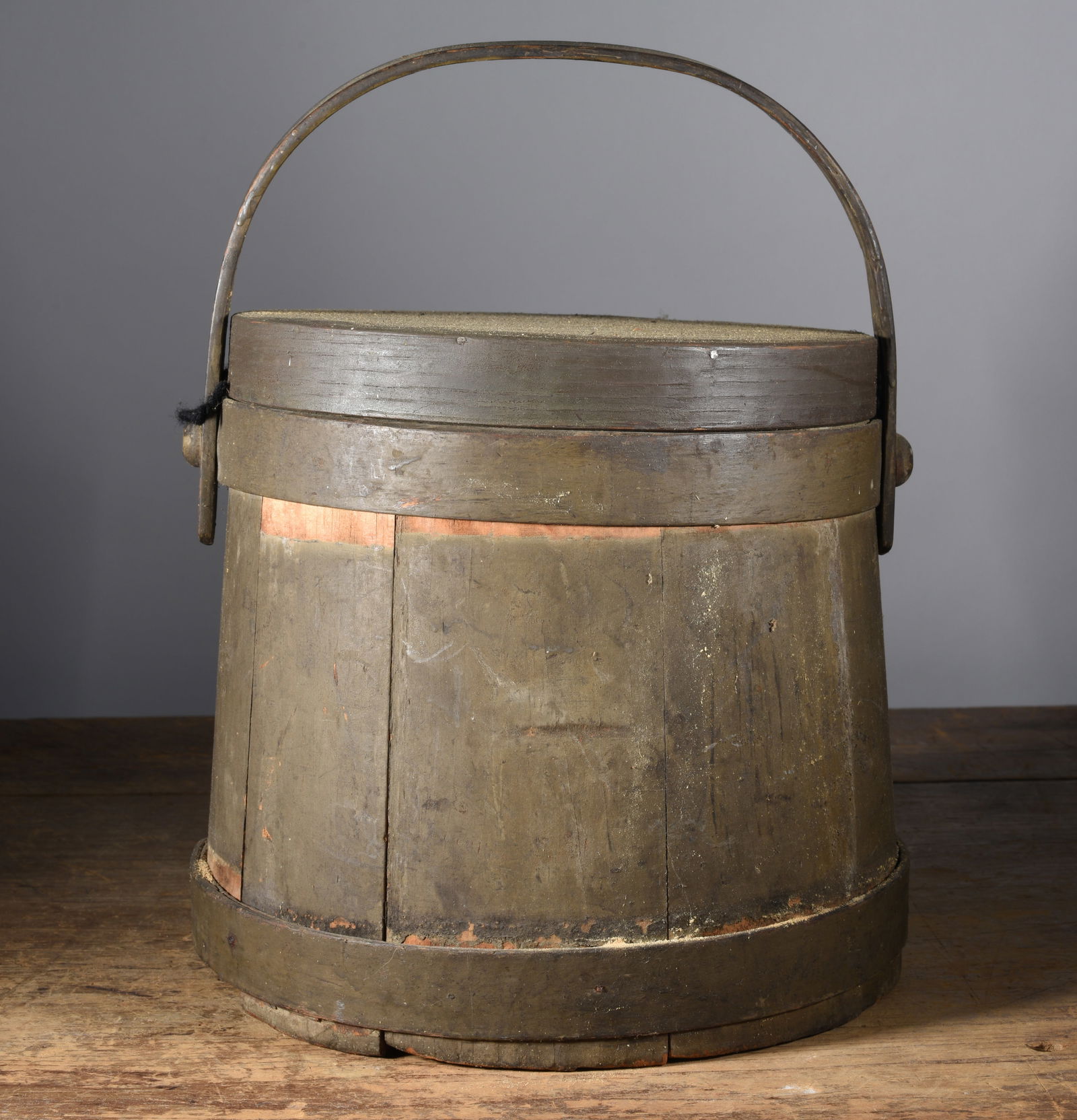 Green Painted Wooden Bucket (1 of 5)