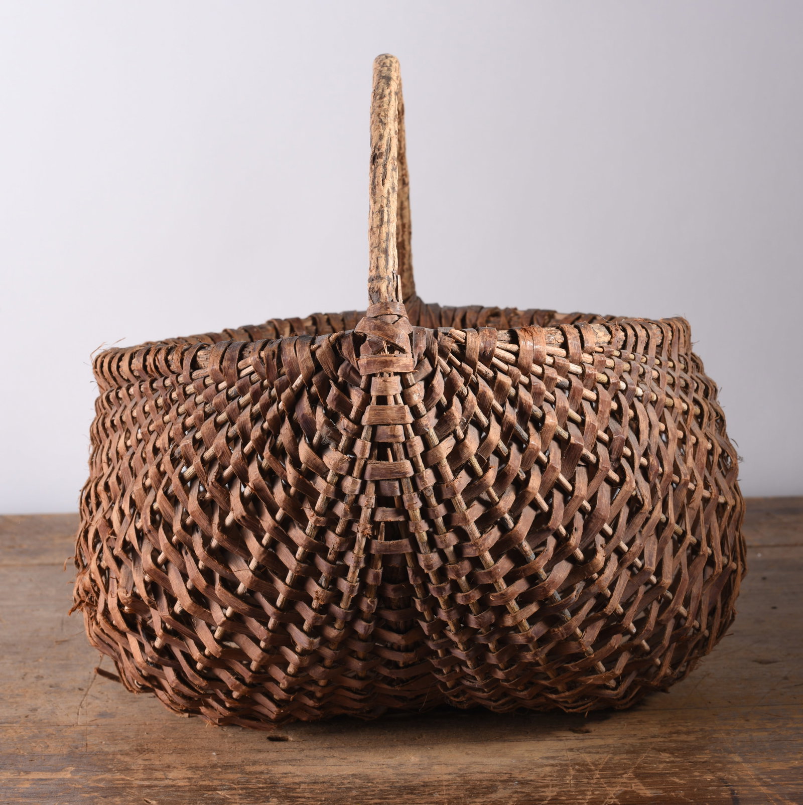American Woven Basket: ca. 1940 American woven basket 12"
