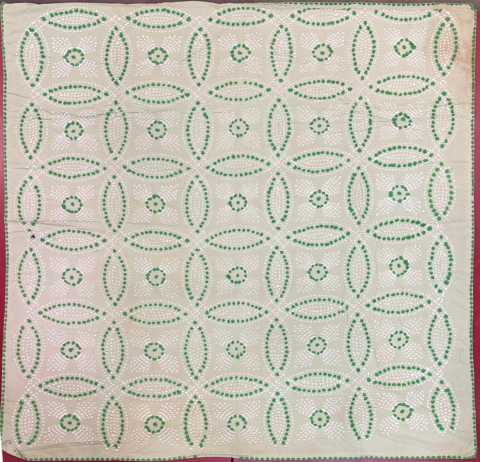 Antique American Quilt 100" x 90": fresh from an estate. Southeastern United States. All quilts have wear from age. Please see photos for holes and stains as they will be pictured if any.