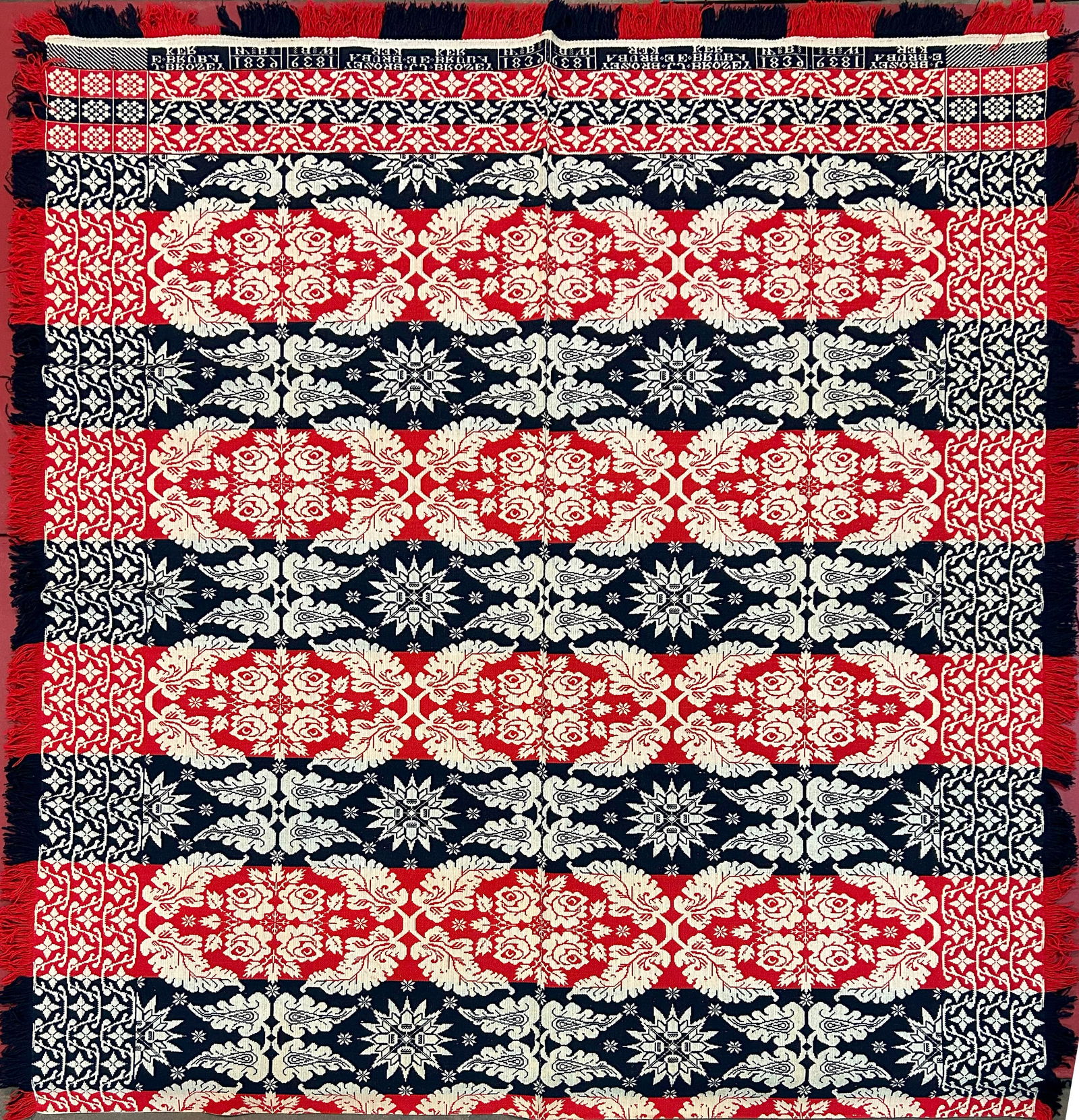 Antique Jacquard Coverlet 82" x 96" (1 of 5)