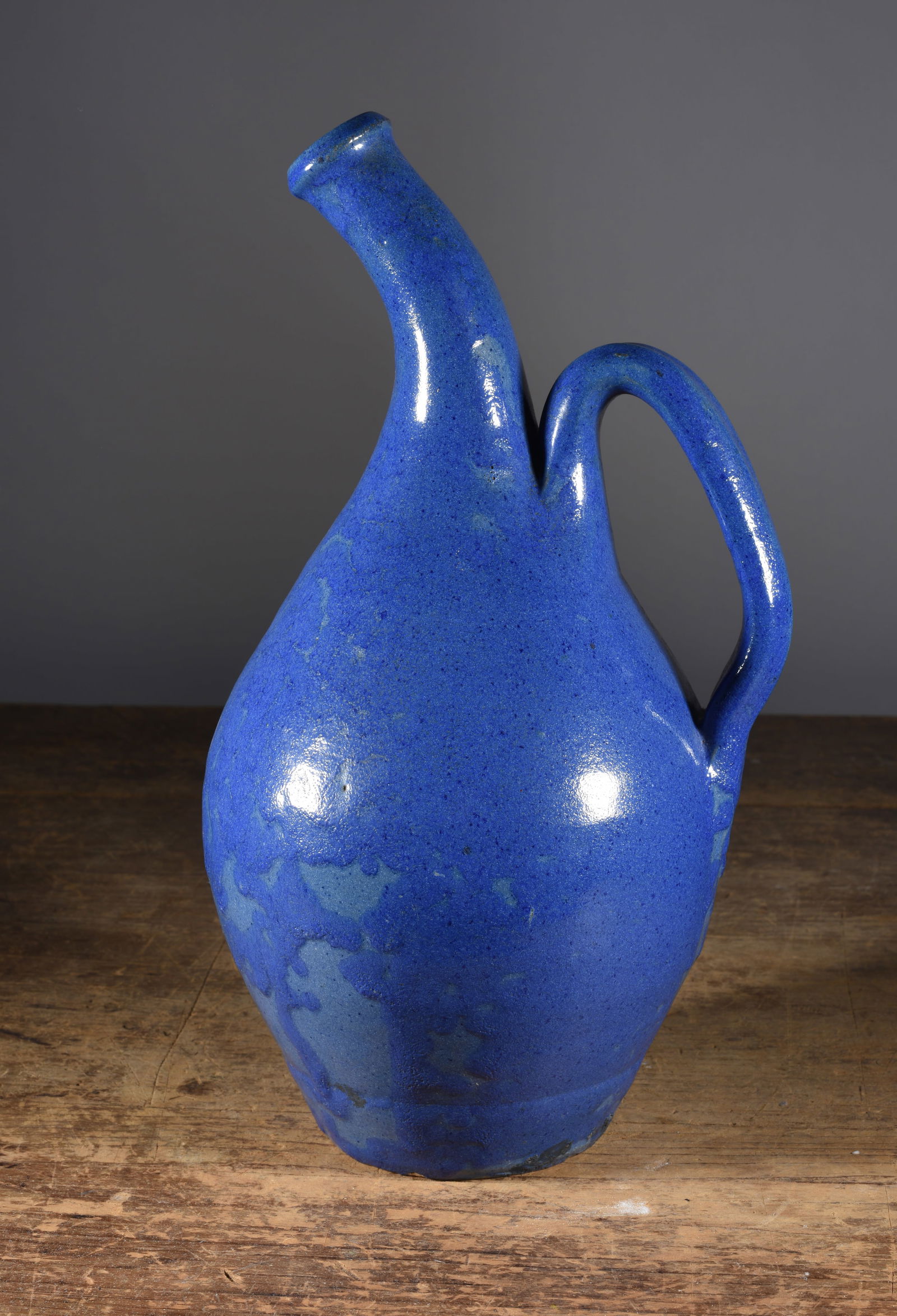 North Carolina Pottery Pitcher blue glaze (1 of 3)