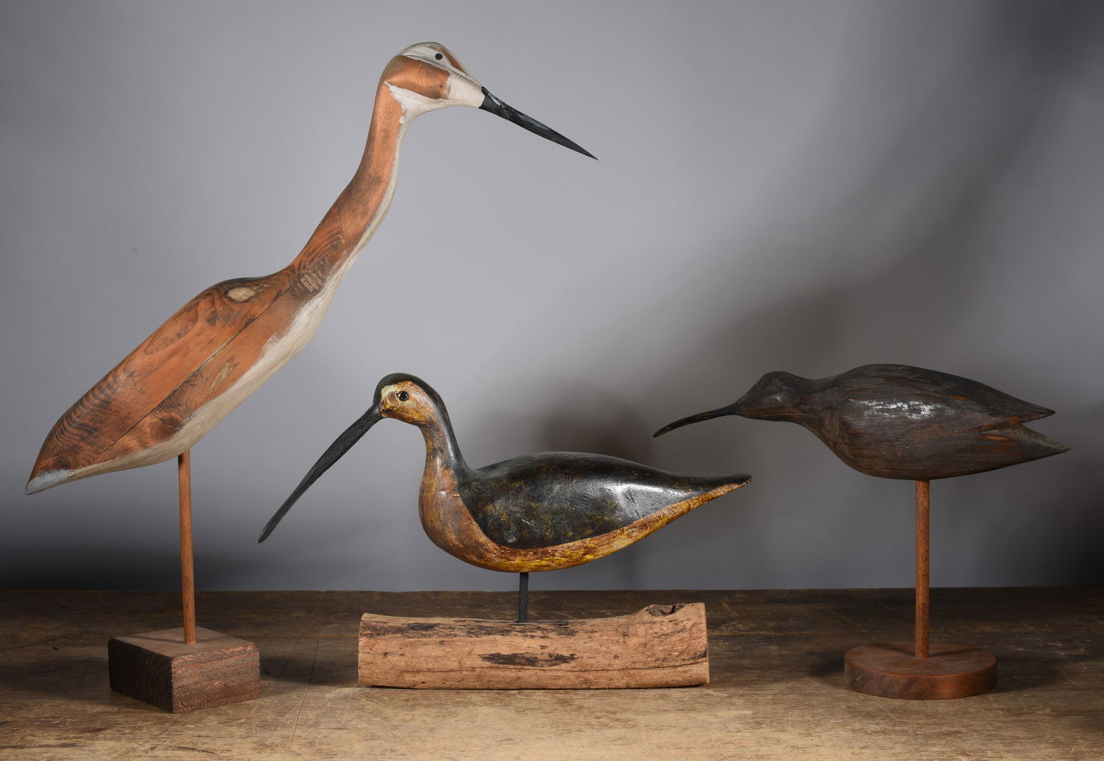 Carved Shore Bird Group (3) (1 of 3)