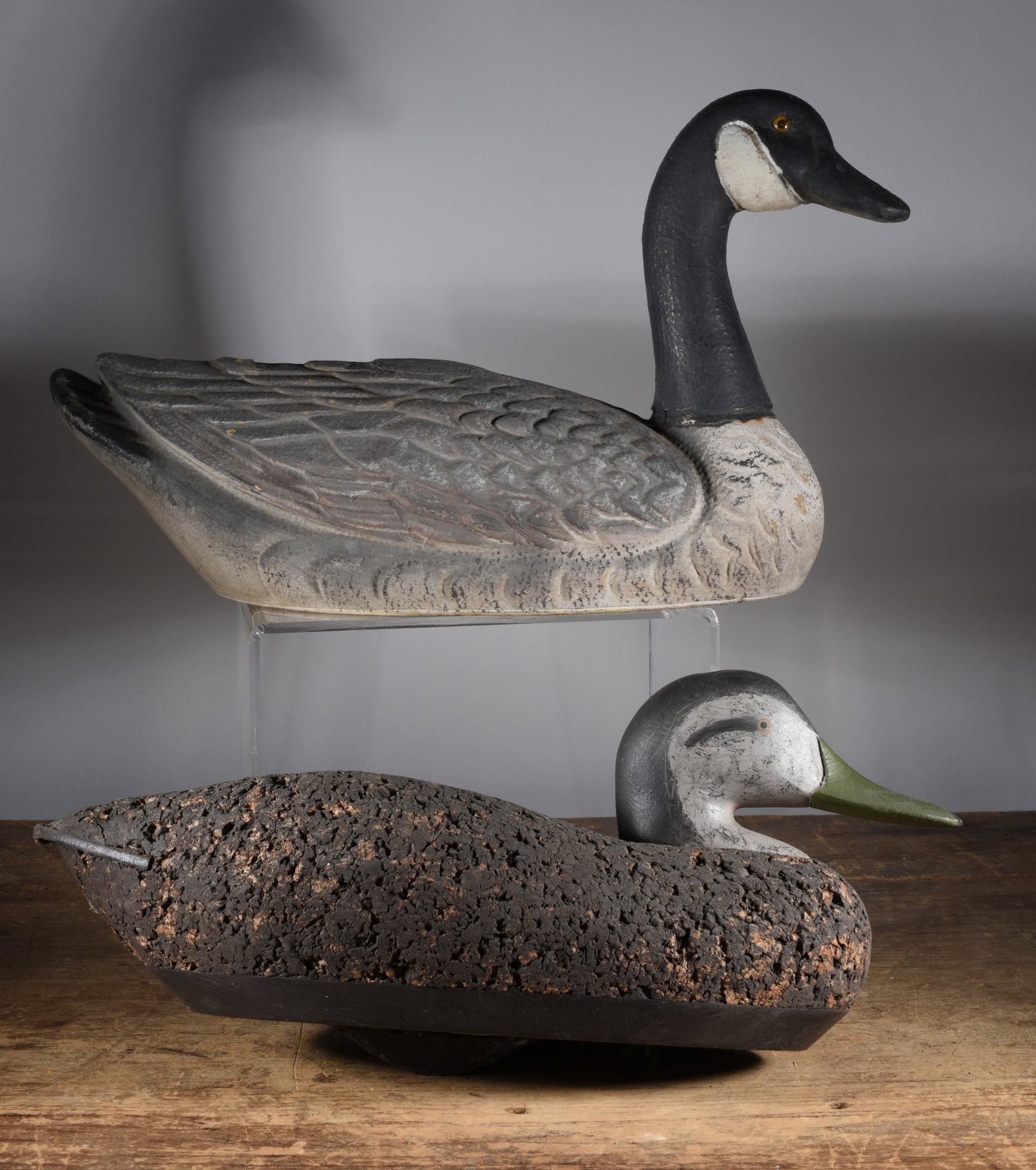 Working Decoys (2): Largest 15" x 9" items are estate condition, they have been collected over the last 40 years and are now coming out to be sold again. See photos for details.