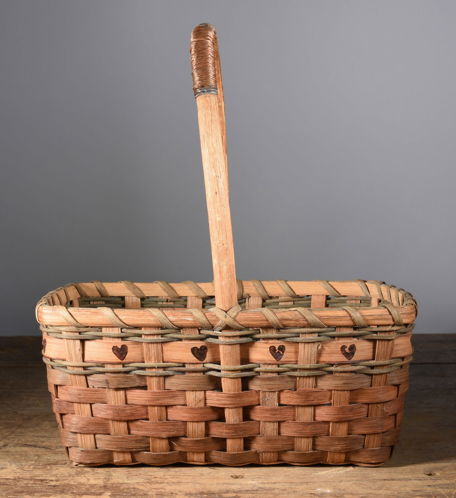 Decorated Oak Split Basket (1 of 3)
