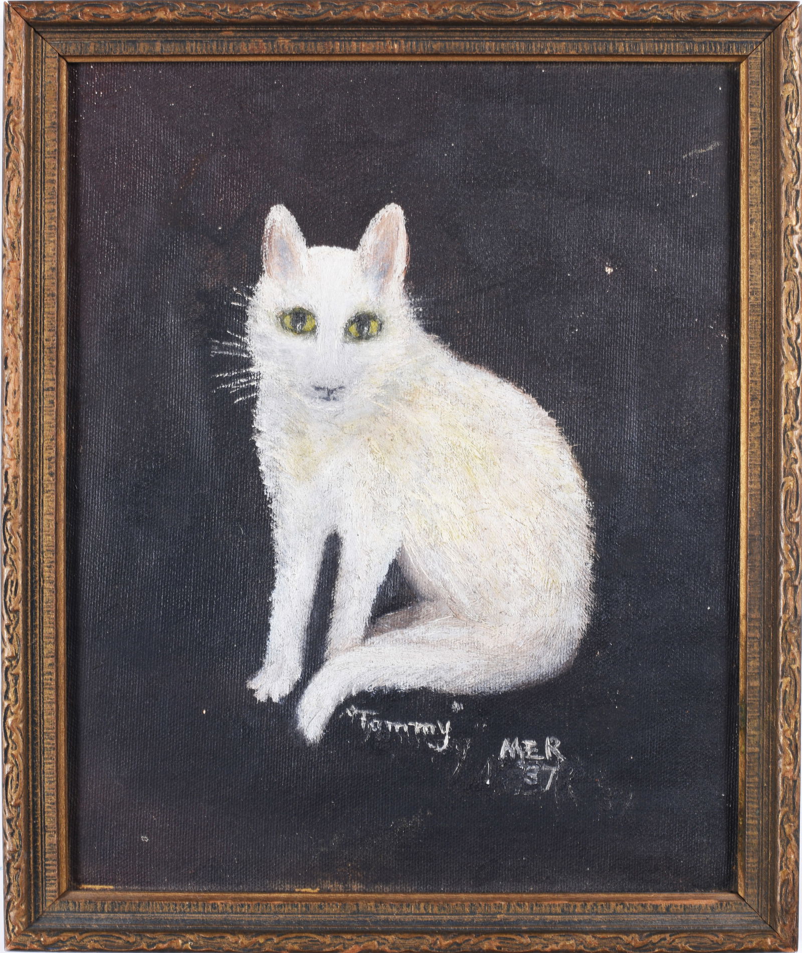 Painting of a Cat: 10" x 12" items are estate condition, they have been collected over the last 40 years and are now coming out to be sold again. See photos for details.