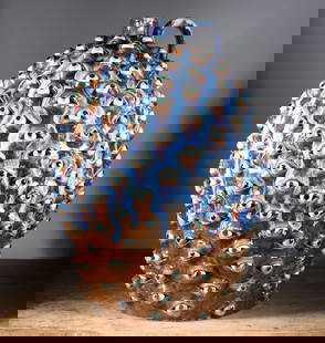 Marvin Bailey Large Eyeball Jug: 17" a large eyeball jug, fantastic glaze runs in blue. Signed on bottom