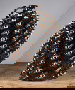 Marvin Bailey Eyeball Jug: 13" eyball jug in the standard size. A nice blue drip glaze throughout. Signed on bottom