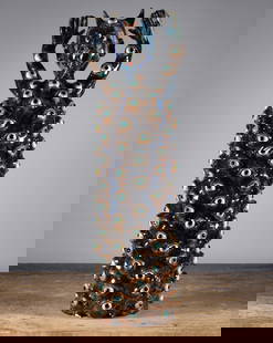 Marvin Bailey Eyeball Devil Figural: 20.5" a temendous piece of folk pottery, the eyeball devil figural with an outstanding blue glaze drip.