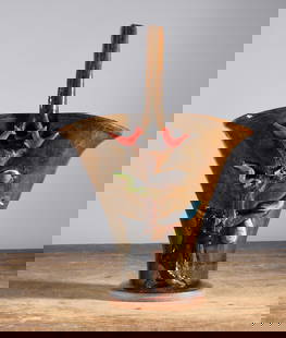 Marvin Bailey Decorated Bear Basket: 13" a tree of life basket, signed on bottom.