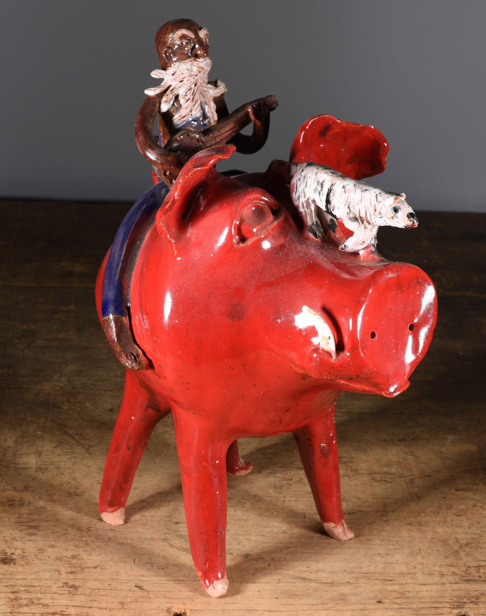 Vicki Miller Folk Pottery Pig Rider (1 of 4)