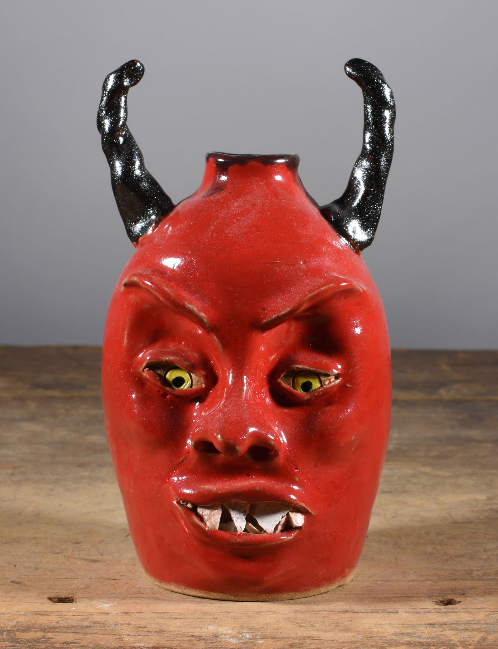 Folk Pottery Devil Face Jug (1 of 4)