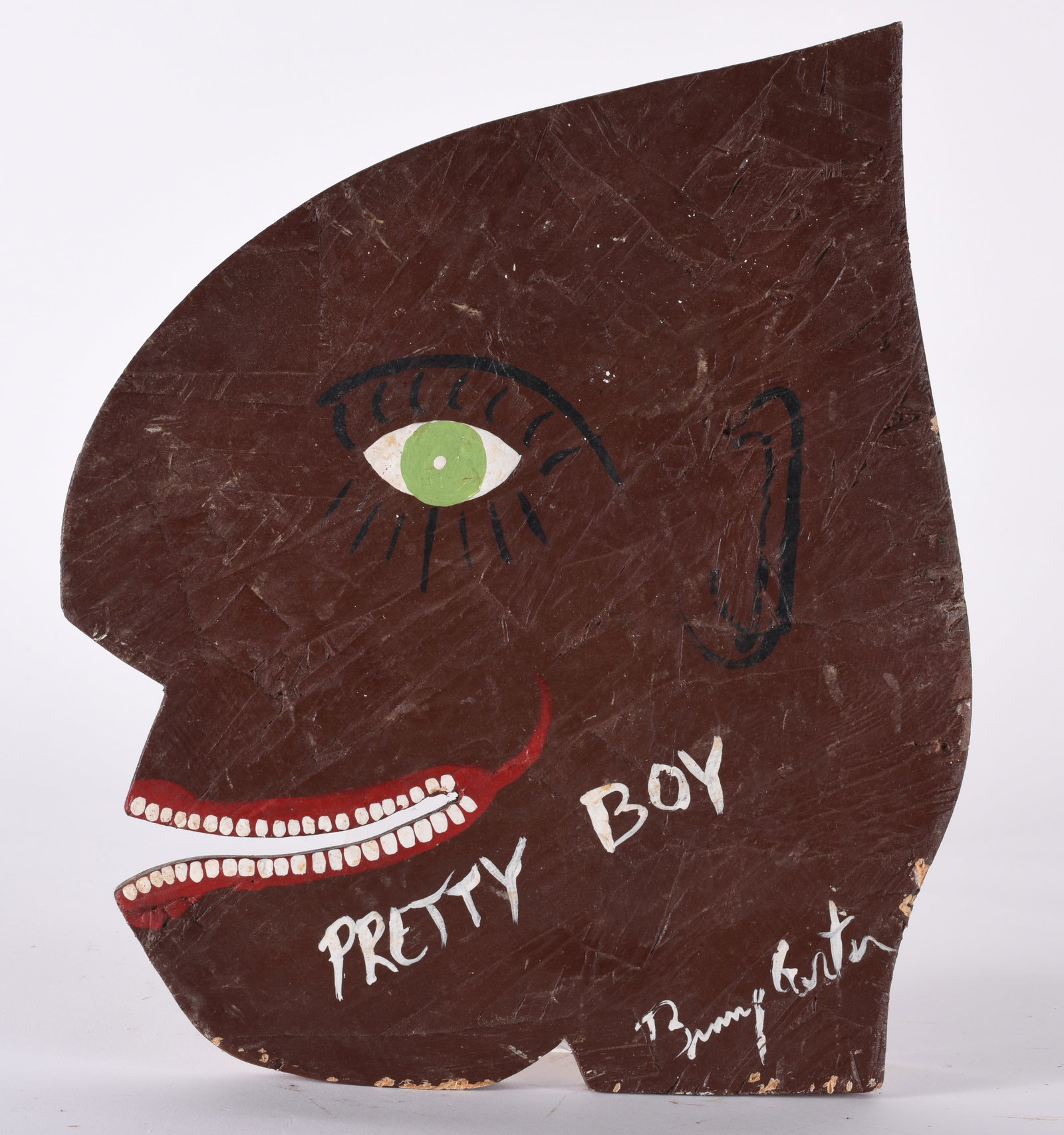 Benny Carter (1943 - 2014): 10" x 12" cut out wood (osb board) and paint, signed.