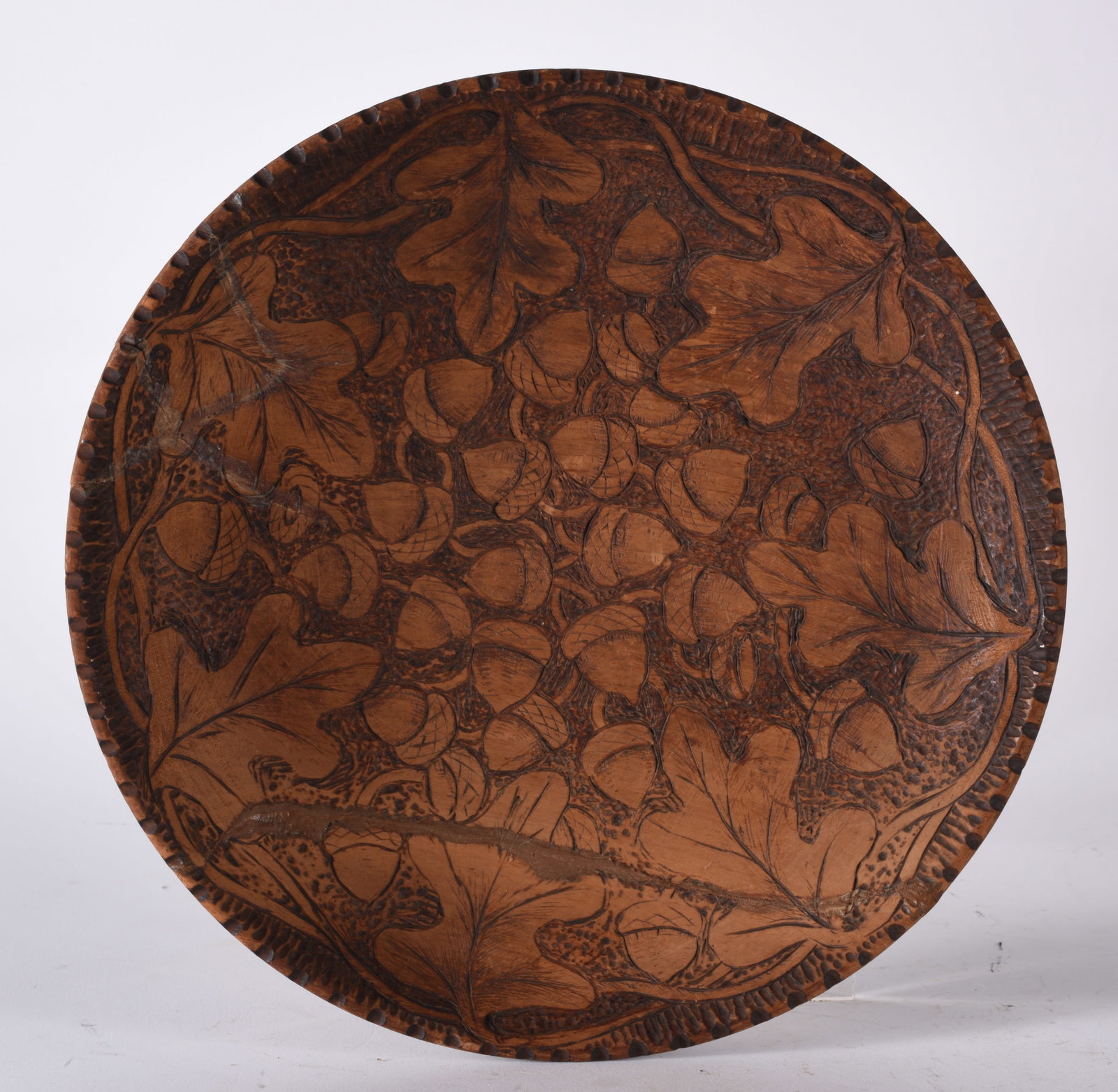Flemmish Art Carved Circle: diameter 11" - wood carved platter These items are old and have ware, see photos for condition. All sales are final.