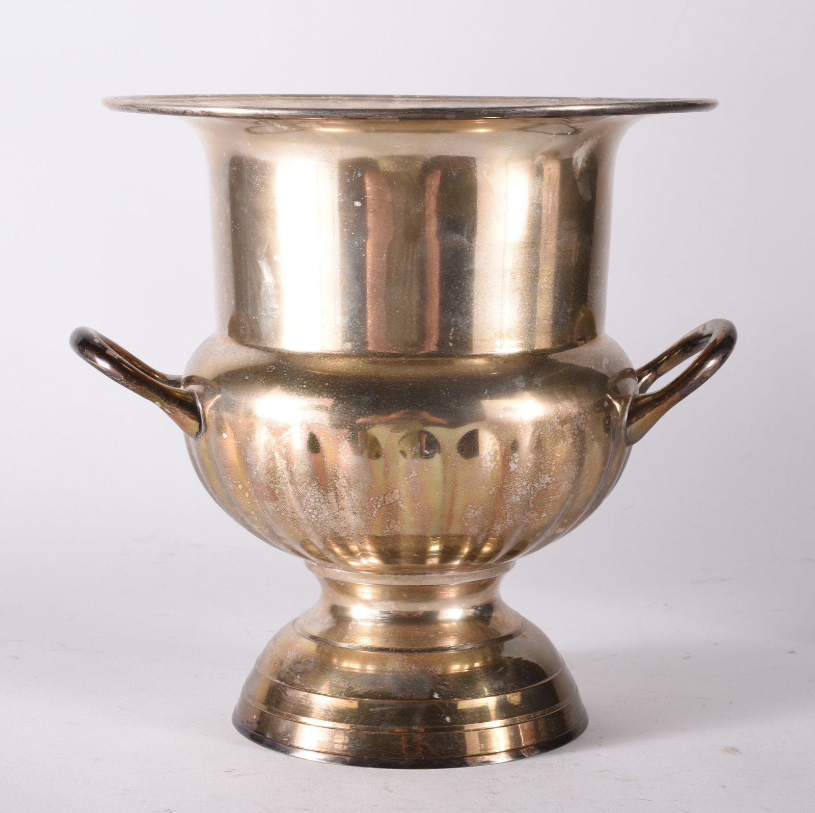 Silver Plate Champagne Bucket: 10" height - These items are old and have ware, see photos for condition. All sales are final.