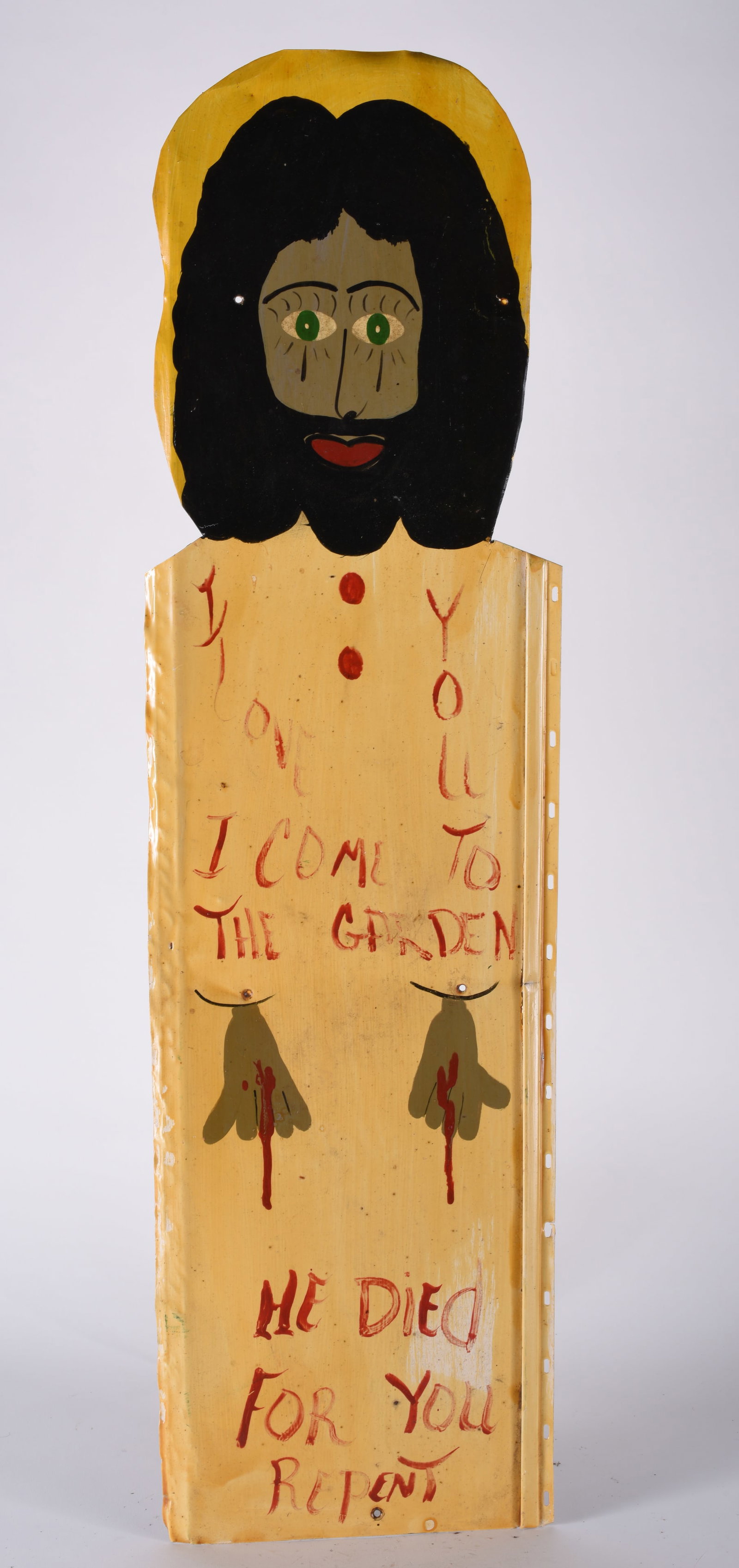 Benny Carter Cut out Tin: 9.5"x34.5" cut out tin and paint.