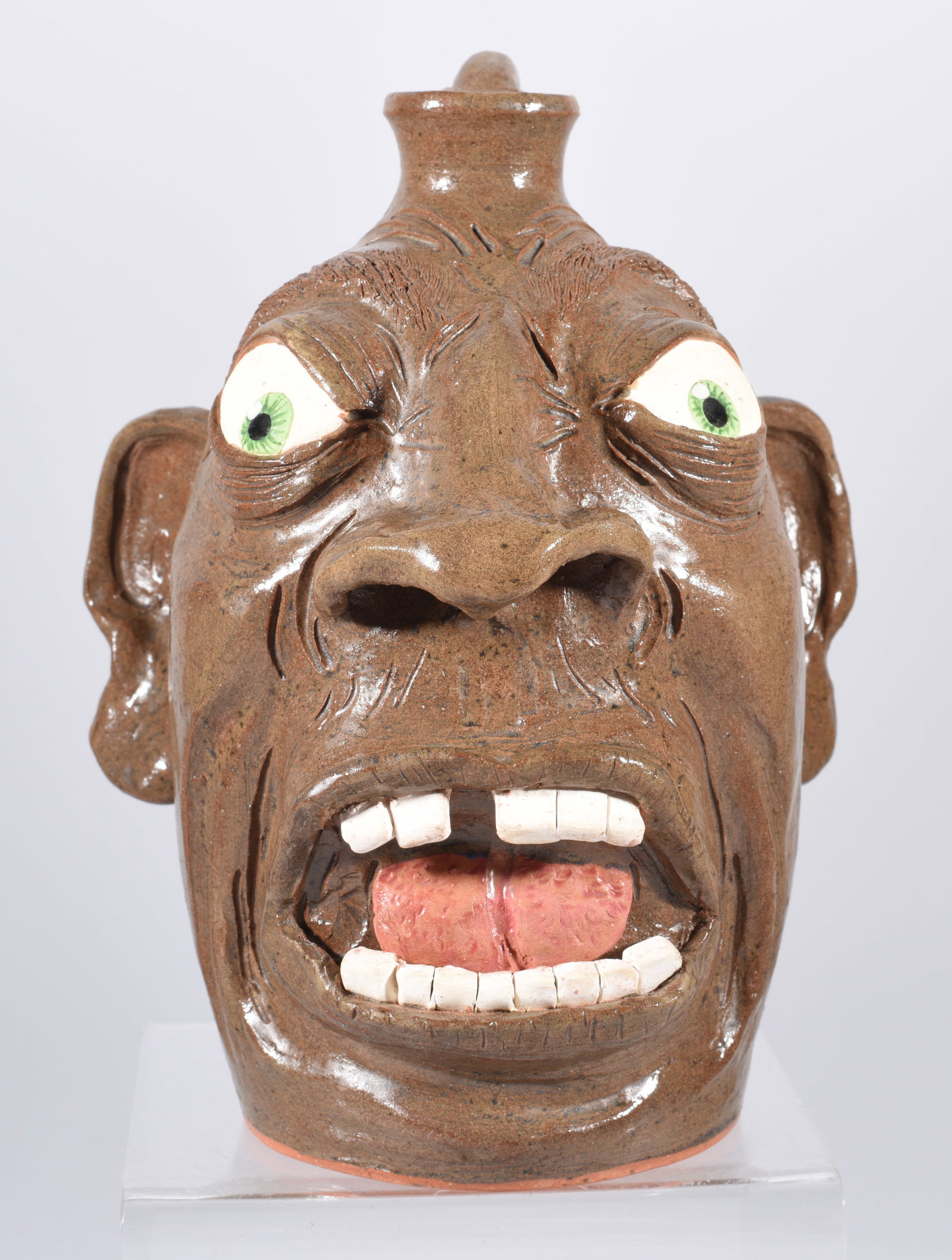 Kay Bevan Face Jug: 7.5" dated 2011. signed on bottom.