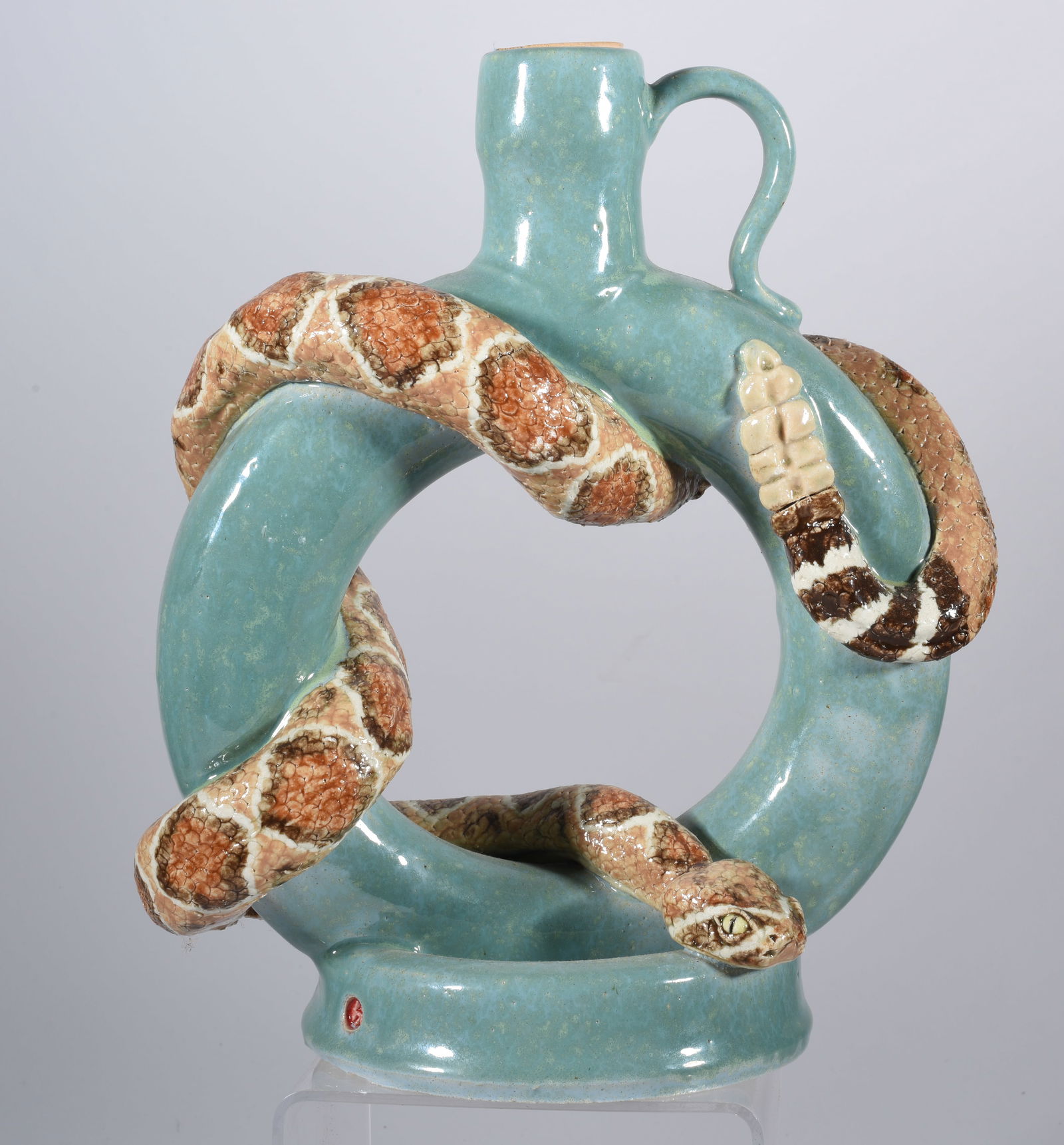 Folk Pottery Snake Ring Jug (1 of 5)
