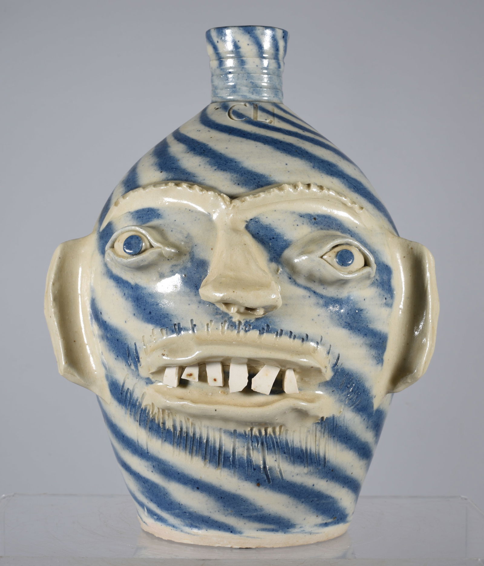 Charles Lisk Blue Swirl Face Jug (1 of 6)