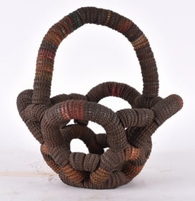 Folk Art Bottle Cap Basket