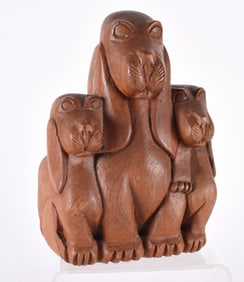 Anonymous Folk Art Carved Dog Family